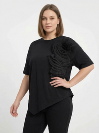 Jazz Up Relaxed Fit T-shirt with Organza Decorations-SimpleModerne