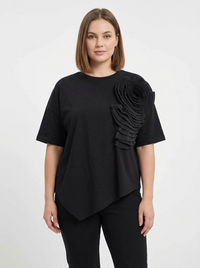 Jazz Up Relaxed Fit T-shirt with Organza Decorations-SimpleModerne