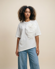 Jazz Up Relaxed Fit T-shirt with Organza Decorations-SimpleModerne