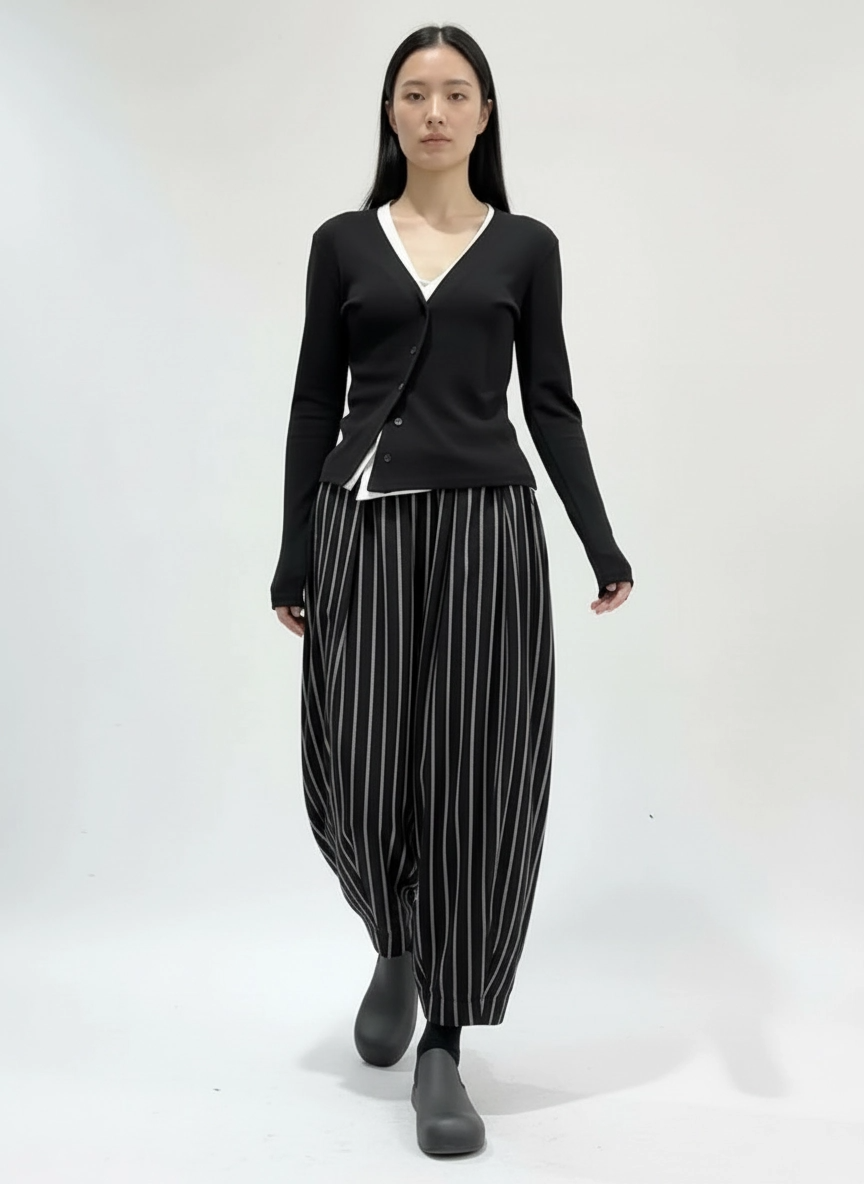 Jazz Up Striped Pattern Baloon Style Trousers-SimpleModerne