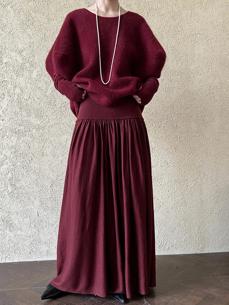 Jazz Up Winter Red Wine Maxi Skirt