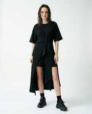 Casual Punk Irregular Design Maxi Black Shirt-SimpleModerne