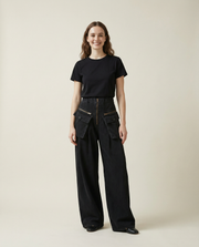 Maxi Pocket Dark Grey Wide-Leg Jeans with Vintage Zipper-SimpleModerne