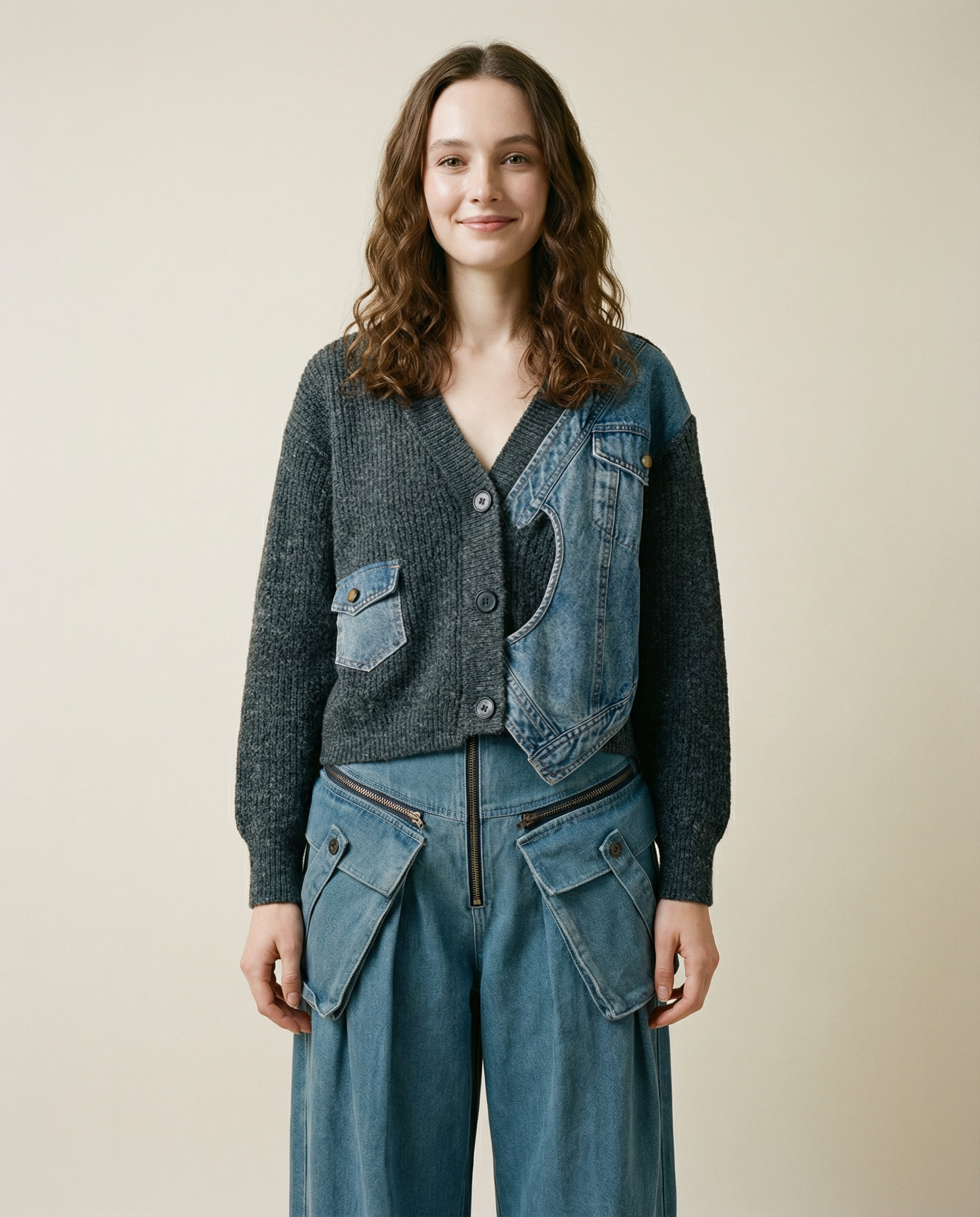Denim & Knit Hybrid Cardigan-Jacket-SimpleModerne