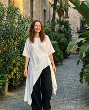 Casual Punk Irregular Design Maxi White Shirt-SimpleModerne