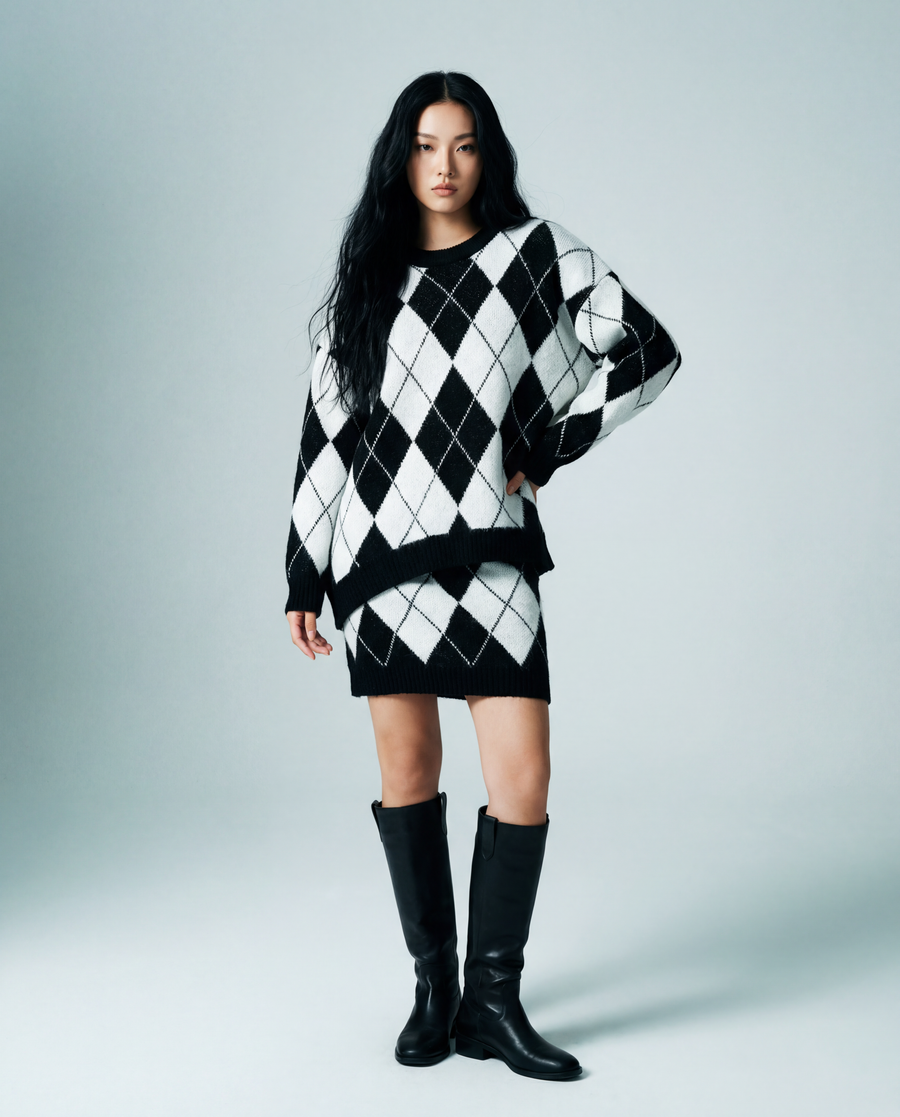 Knitted Pullover & Skirt Set-SimpleModerne