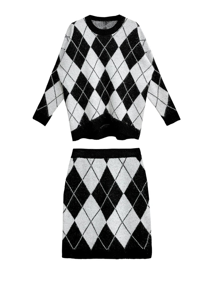 Knitted Pullover & Skirt Set-SimpleModerne