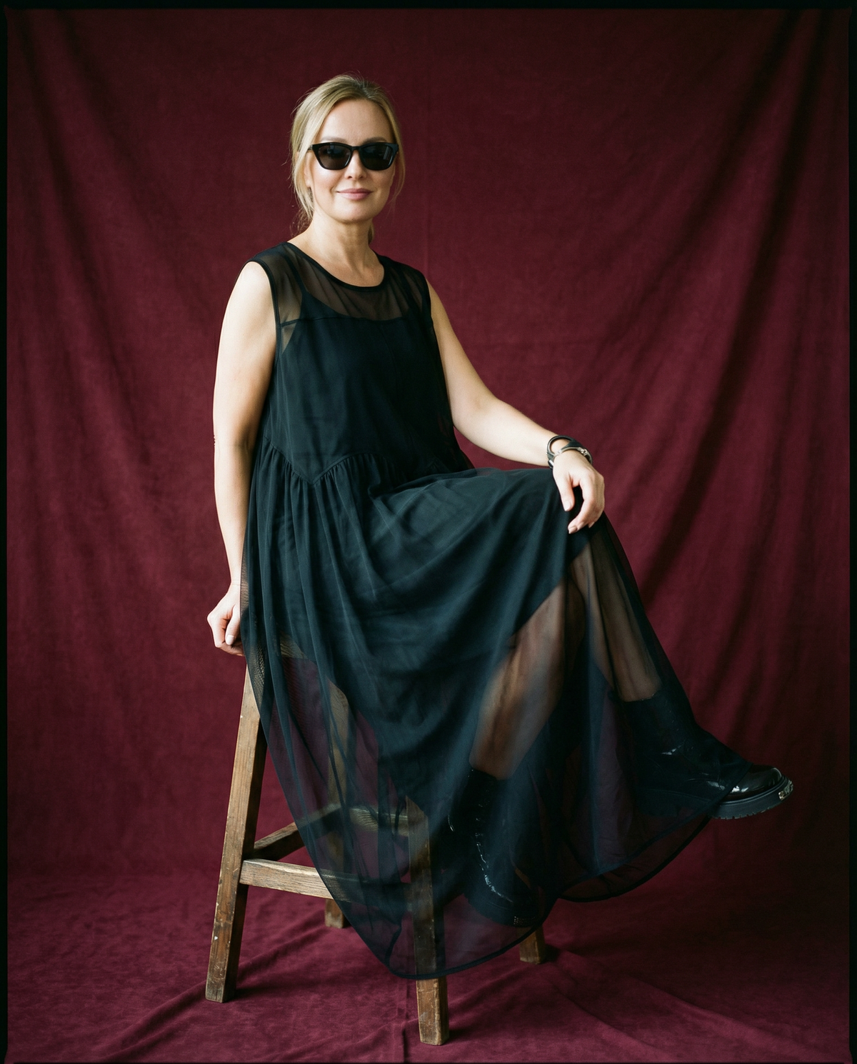 Minimalist Avant-Garde Draped Dress – Oversized Ruched Midi in Black