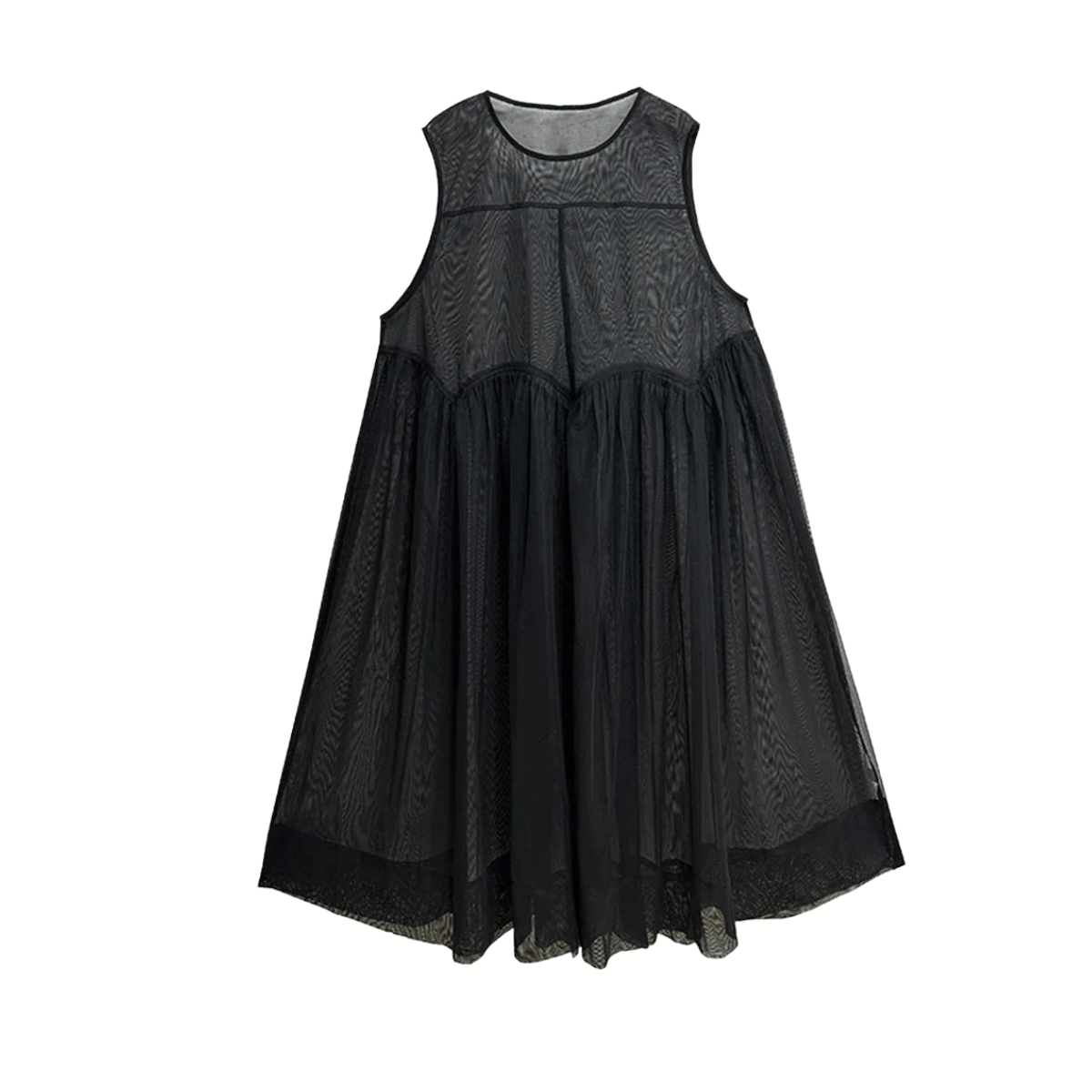 Layered Elegance: Sheer Black Gothic-Inspired Overlay Dress SimpleModerne Layered Elegance: Sheer Black Gothic-Inspired Overlay Dress SimpleModerne