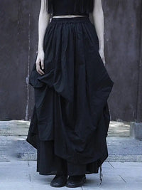 Layered Gothic Skirt – Black / White-SimpleModerne