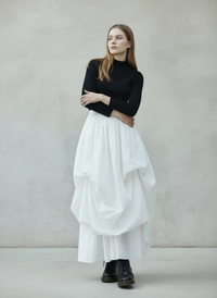 Layered Gothic Skirt – Black / White-SimpleModerne