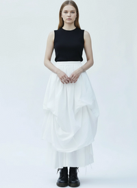 Layered Gothic Skirt – Black / White-SimpleModerne
