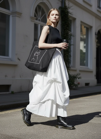 Layered Gothic Skirt – Black / White-SimpleModerne