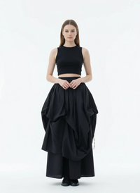 Layered Gothic Skirt – Black / White-SimpleModerne