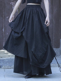 Layered Gothic Skirt – Black / White-SimpleModerne