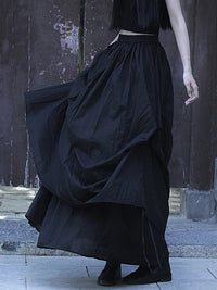 Layered Gothic Skirt – Black / White-SimpleModerne