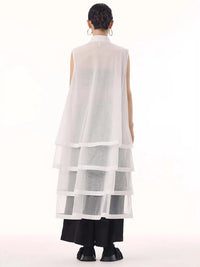 Layered Mesh Sleeveless Shirt-Dress – Available in White, Mint Green, and Black-SimpleModerne