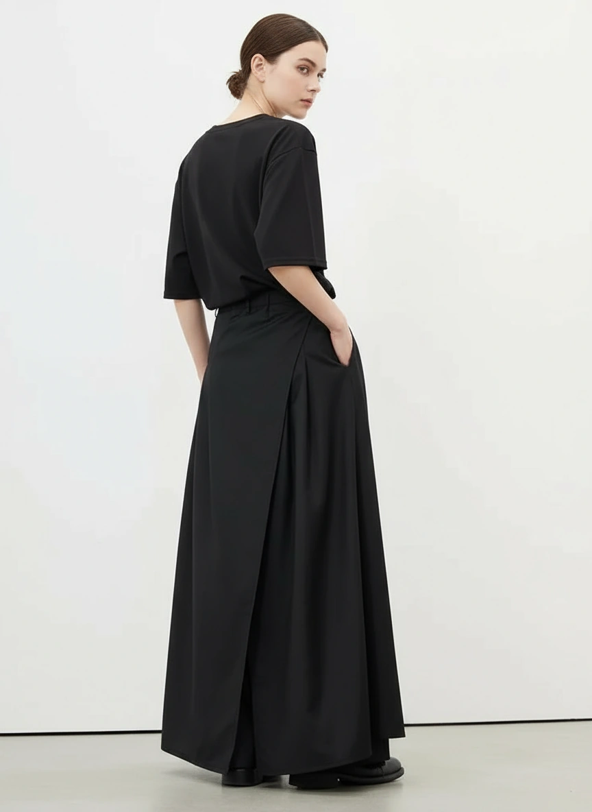 Layered Wide Legged Trousers-SimpleModerne