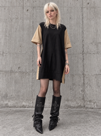 Black Cross-Strap Vegan Leather Leg Warmers-SimpleModerne