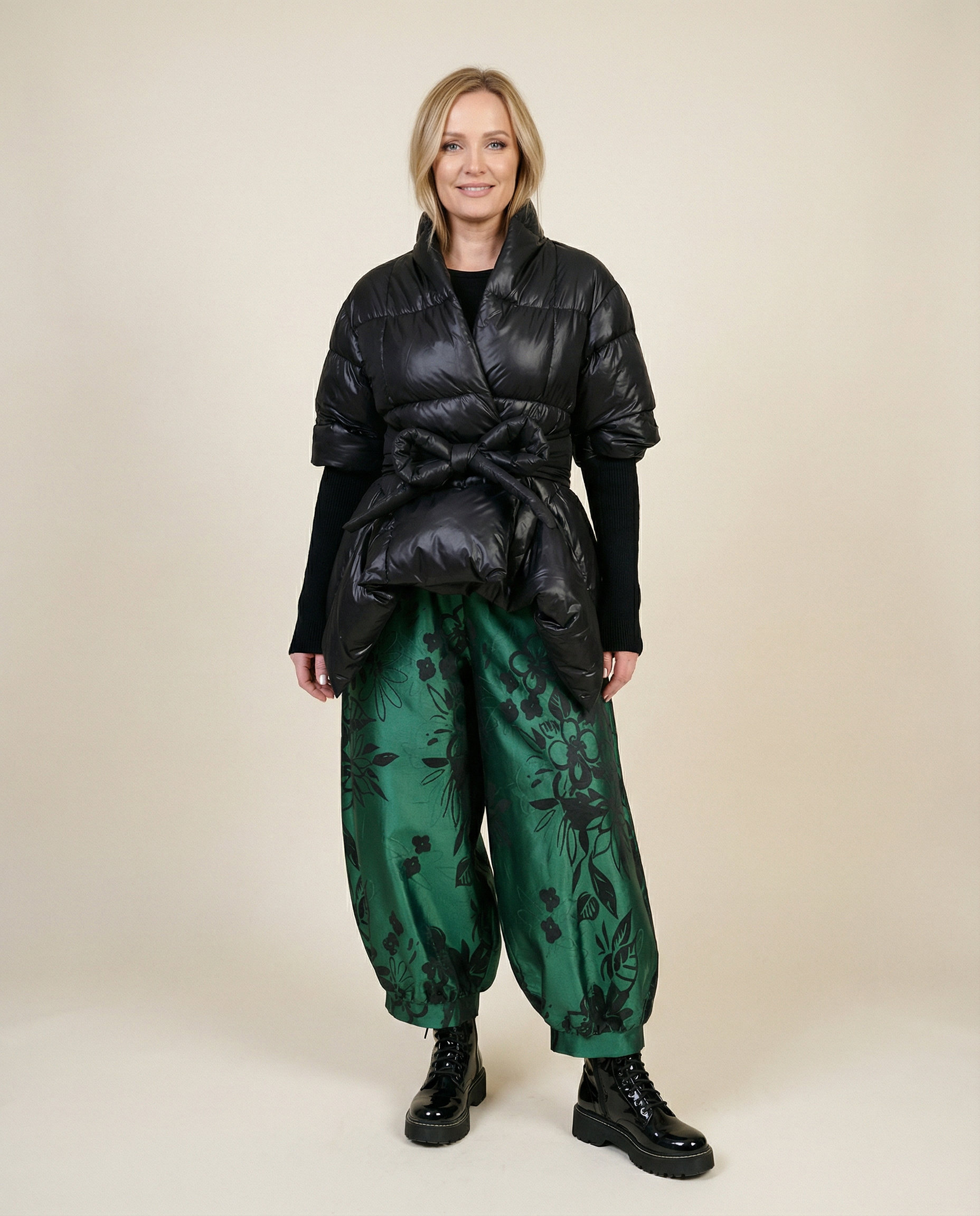 Lite Cotton Padded Jacket with Extra Long Sleeves - Black-SimpleModerne