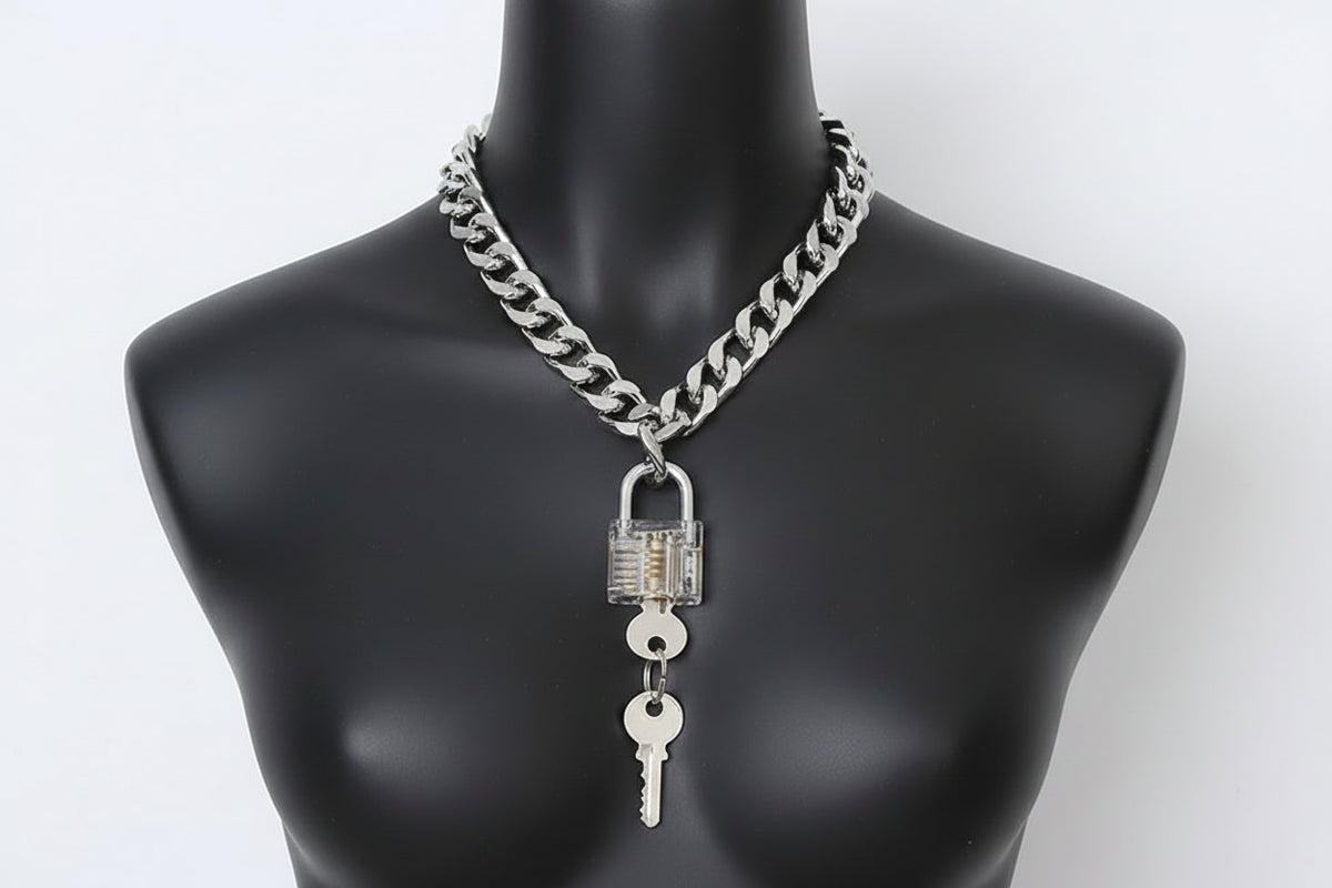 Lock & Key Chain Necklace-SimpleModerne