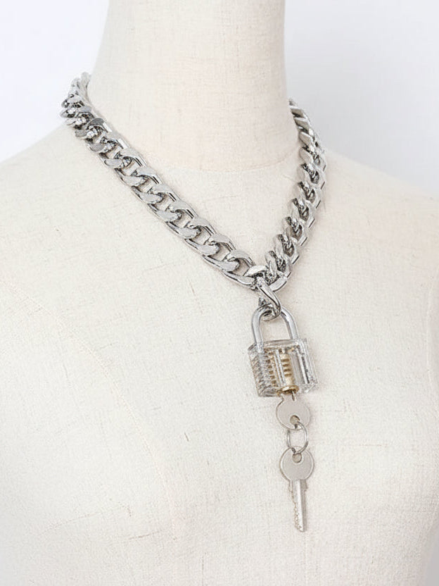 Lock & Key Chain Necklace-SimpleModerne