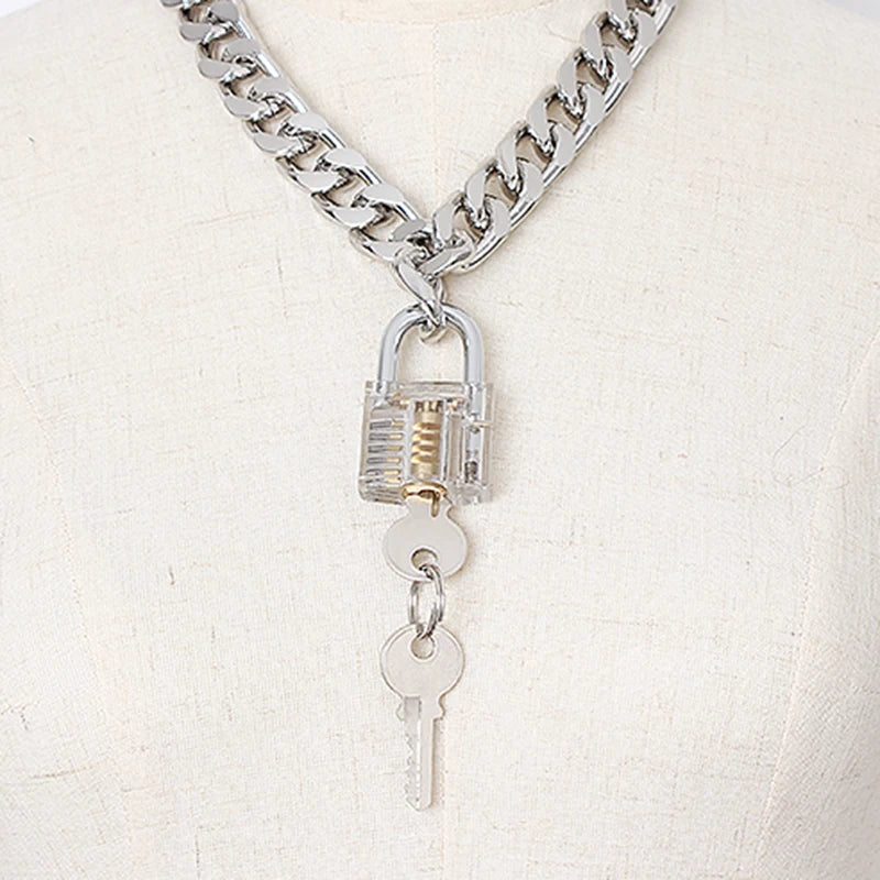 Lock & Key Chain Necklace-SimpleModerne