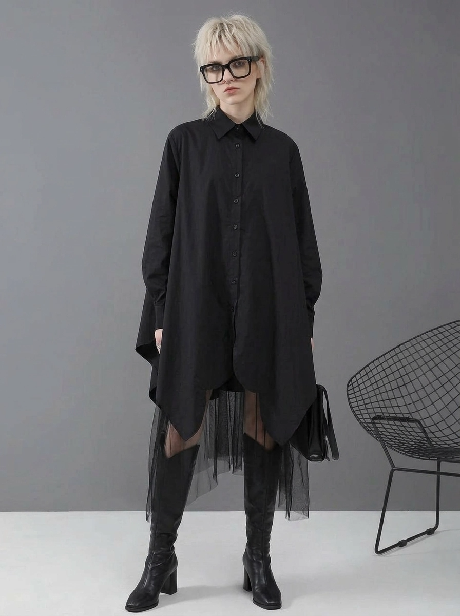 Mano Gote Irregular Design Shirt-SimpleModerne