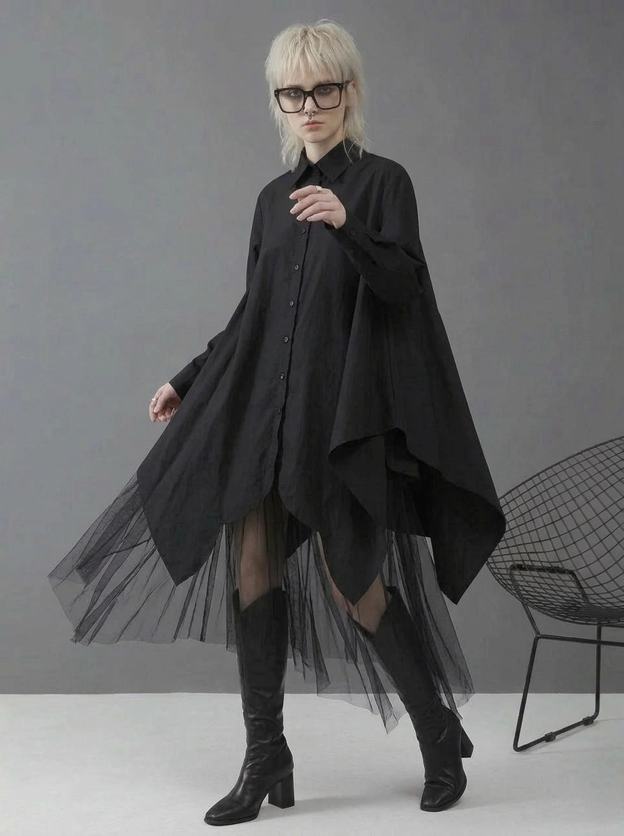 Mano Gote Irregular Design Shirt-SimpleModerne