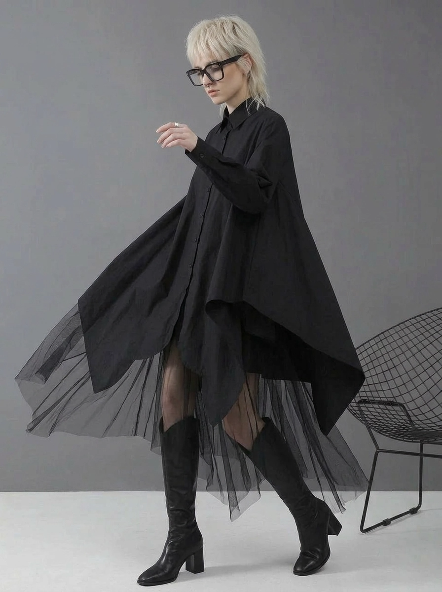 Mano Gote Irregular Design Shirt-SimpleModerne