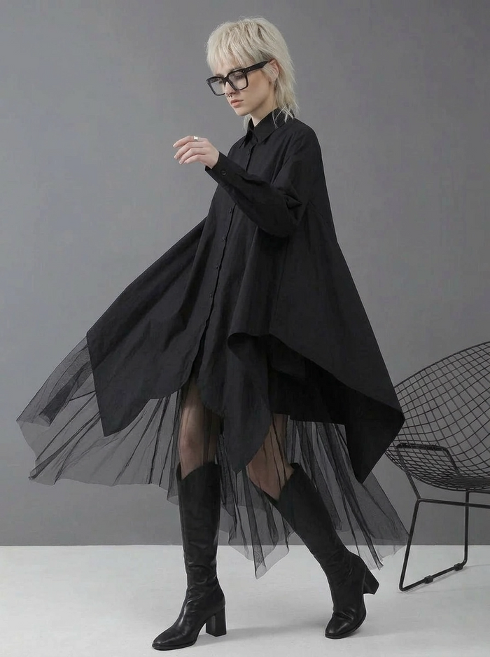 Mano Gote Irregular Design Shirt-SimpleModerne