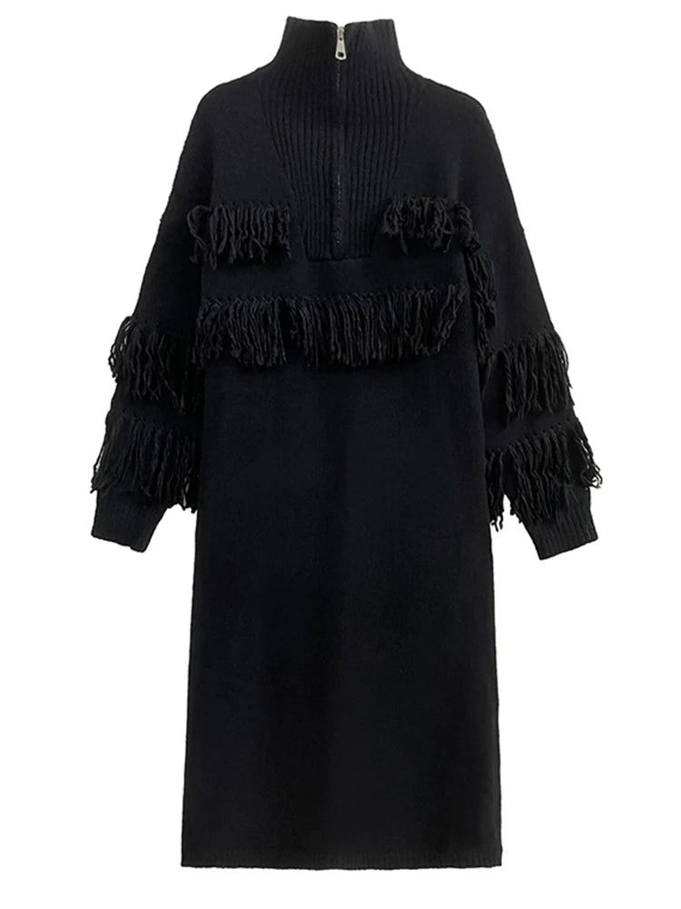 shaker knit sweater dress Shaker Stitch Tweed Sweater Dress