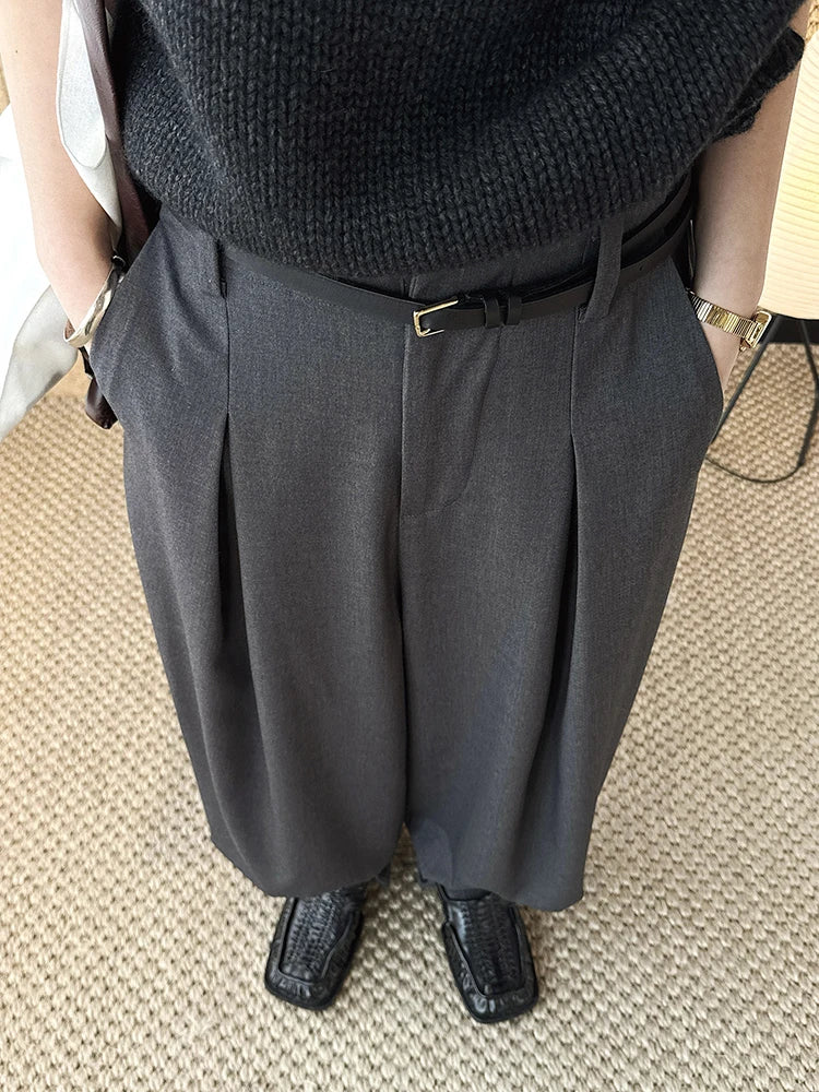 Minimal Goth Tailored Balloon Trousers-SimpleModerne