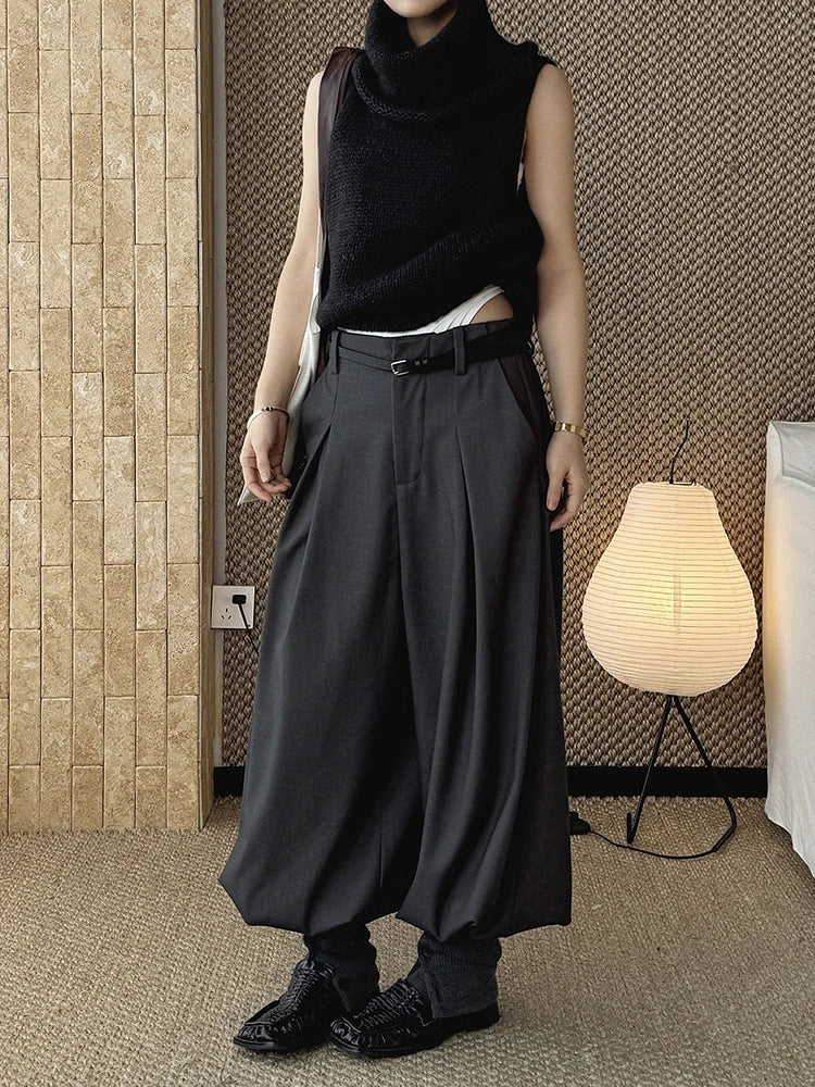 Minimal Goth Tailored Balloon Trousers-SimpleModerne