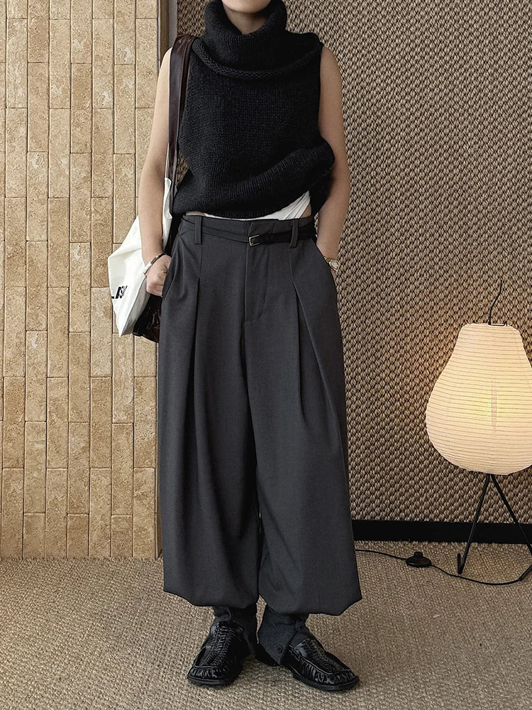 Minimal Goth Tailored Balloon Trousers-SimpleModerne