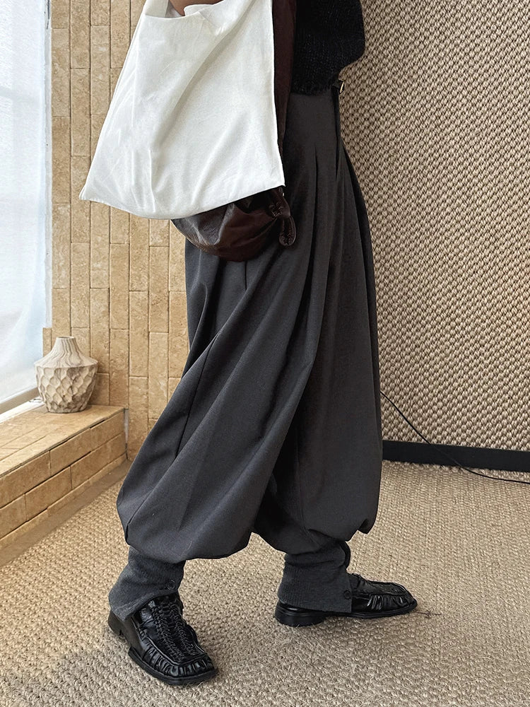 Minimal Goth Tailored Balloon Trousers-SimpleModerne