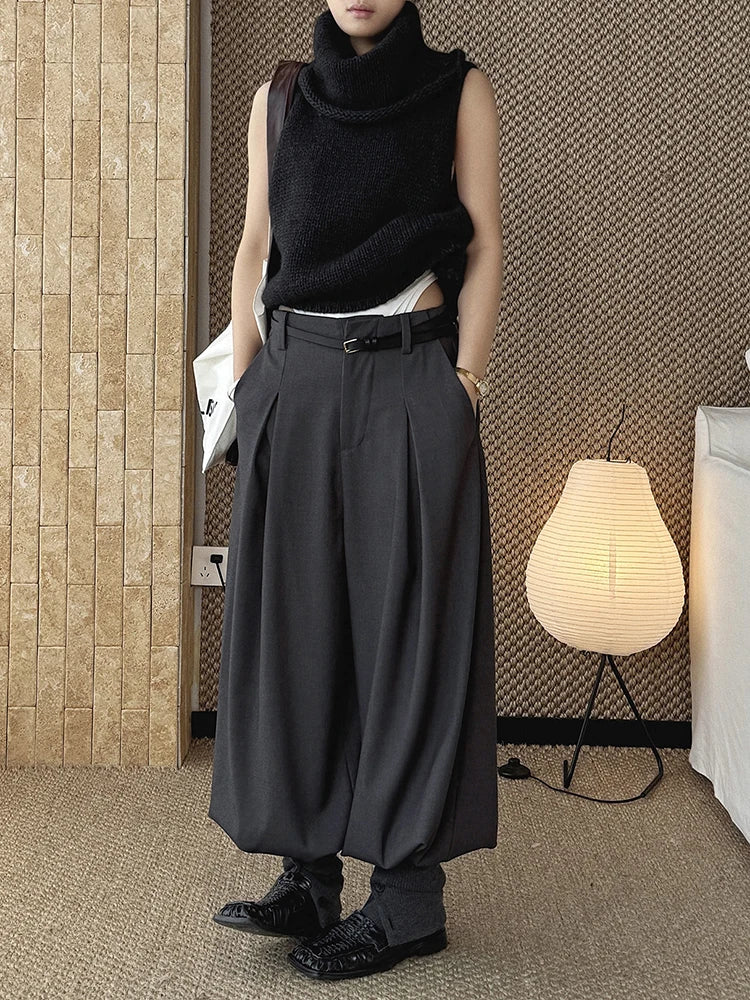 Minimal Goth Tailored Balloon Trousers-SimpleModerne
