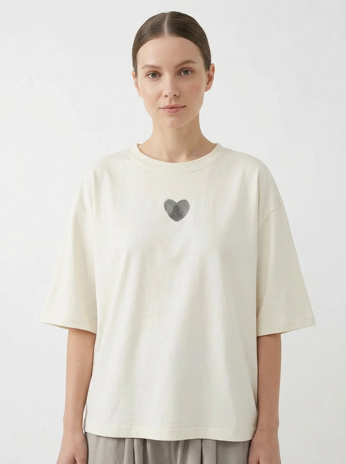 Minimal Heart Cotton T-Shirt-SimpleModerne