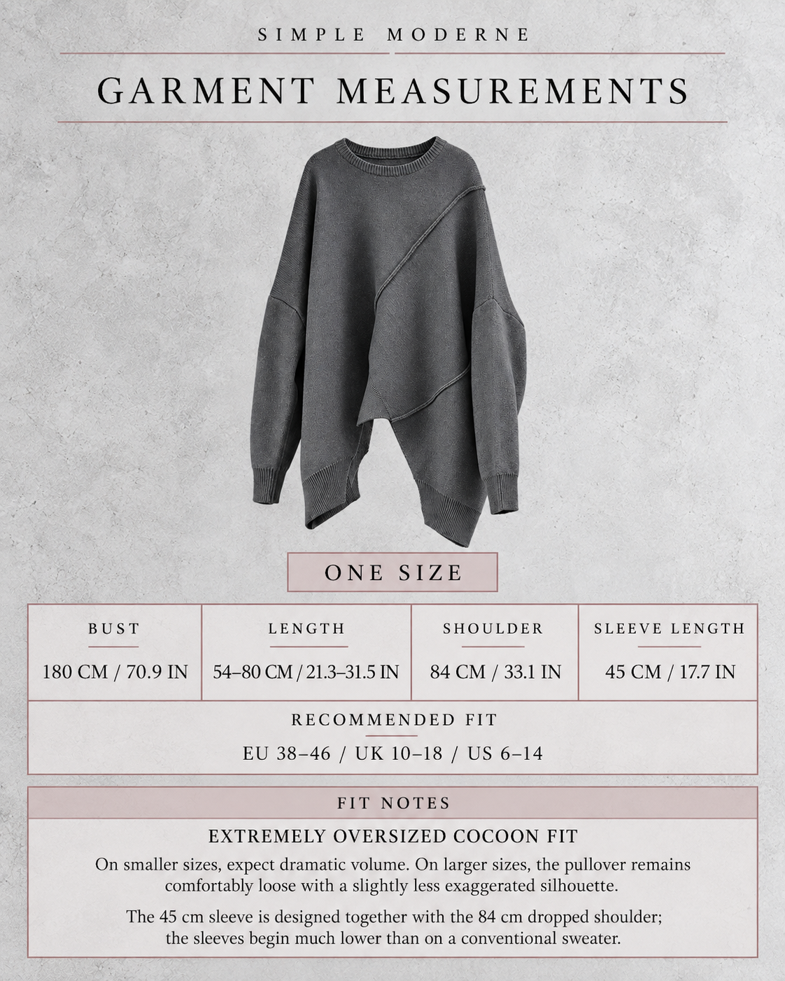 Grey Asymmetric Oversized Knitted Pullover-SimpleModerne