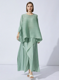 Mint Draped Pleated Capri Trousers-SimpleModerne