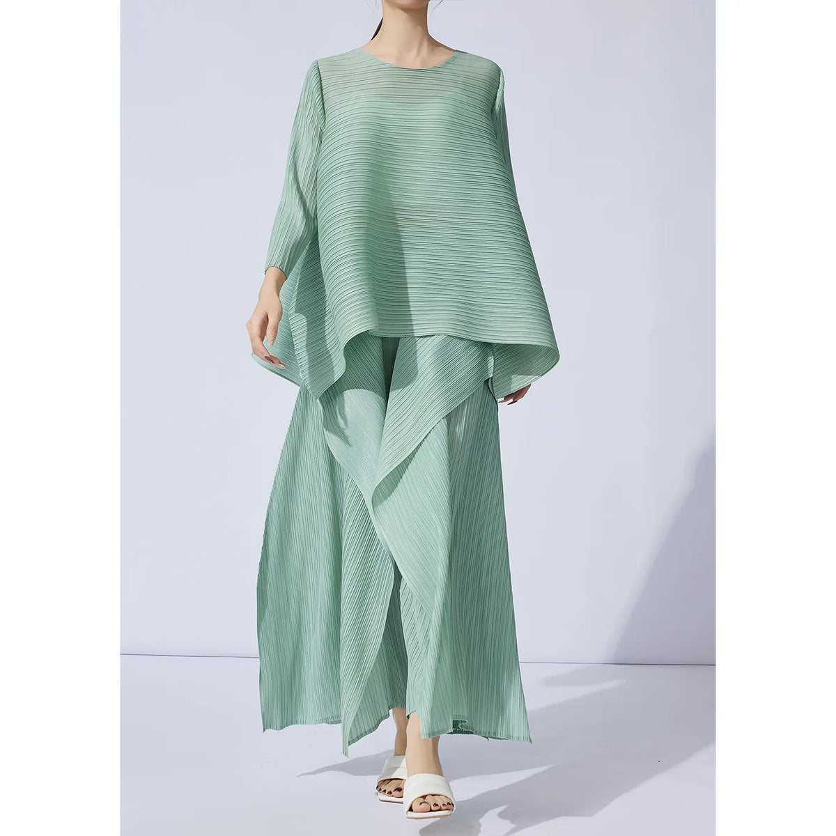 Mint Pleated Flow Tunic-SimpleModerne