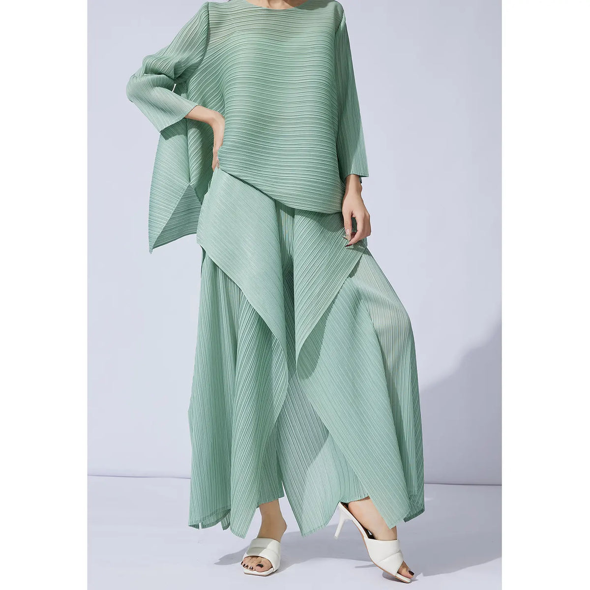 Mint Pleated Flow Tunic-SimpleModerne