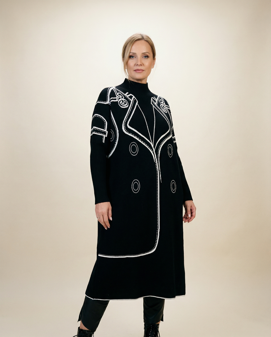 Miss Office Clown Knitted Pullover Dress-SimpleModerne