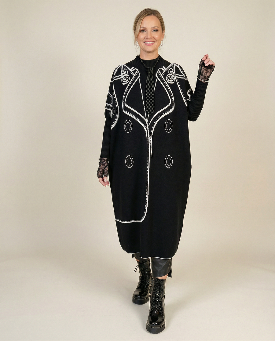 Miss Office Clown Knitted Pullover Dress-SimpleModerne