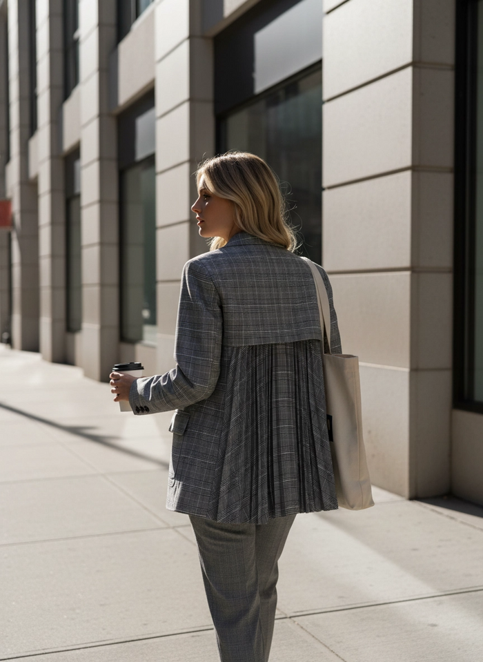 Miss Office Punk – Pleated Back Blazer-SimpleModerne