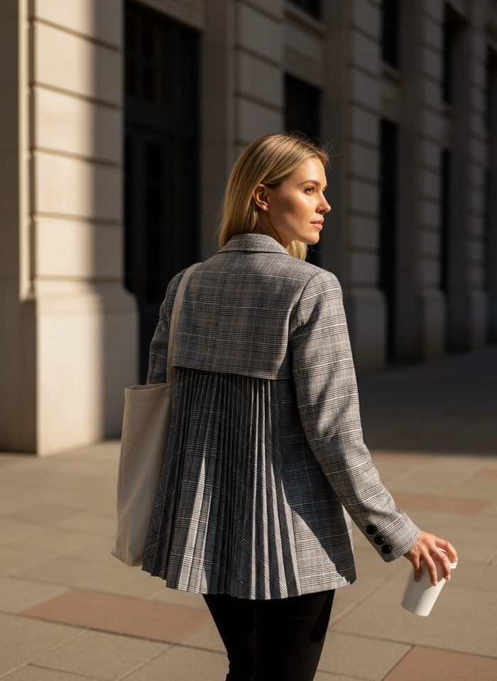 Miss Office Punk – Pleated Back Blazer-SimpleModerne