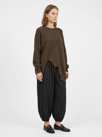 Mocha Brown Asymmetrical Oversized Sweater-SimpleModerne