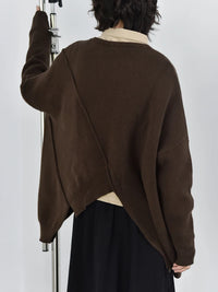 Mocha Brown Asymmetrical Oversized Sweater-SimpleModerne