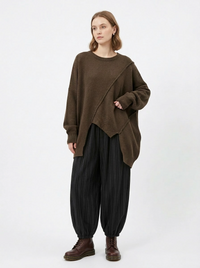 Mocha Brown Asymmetrical Oversized Sweater-SimpleModerne