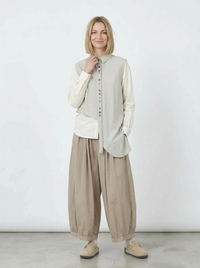 Natural Asymmetrical Button Vest-SimpleModerne